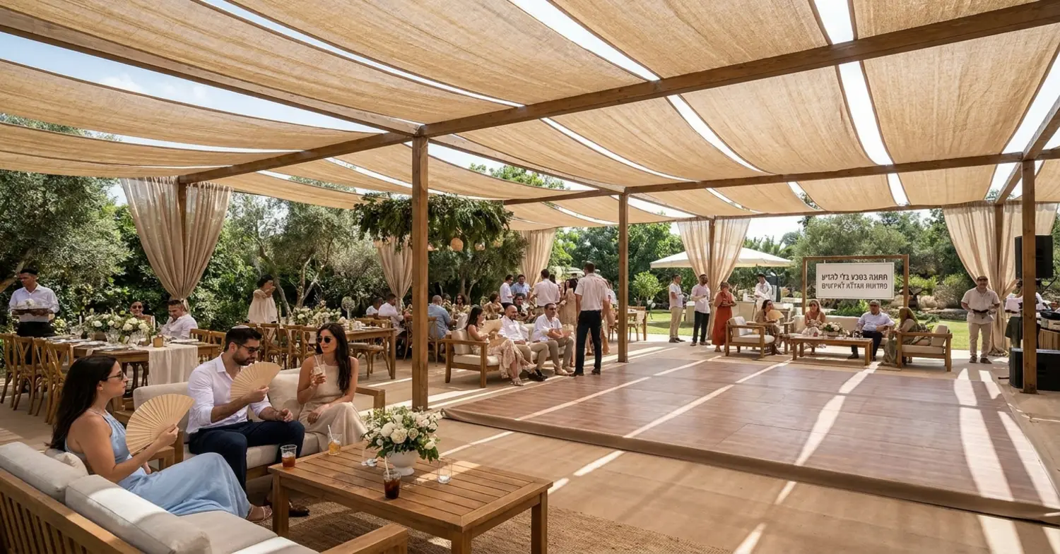 חתונה בטבע בלי להזיע – איך פתרונות הצללות לאירועים מצילים את חגיגות הקיץ הישראלי